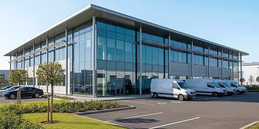 Modern commercial office building, representing professional refurbishment and construction services.